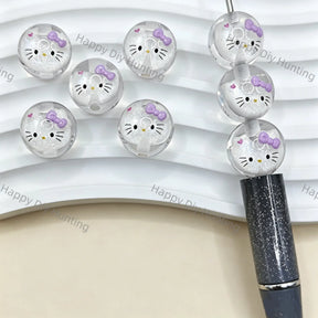 Purple Hello Kitty Acrylic Beads for DIY Beadable Pens & Jewelry
