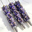 Purple Queen Figure Rhinestone Beadable Pens Handmade Beaded Stationery