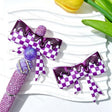 Purple checkered drip print silicone bow beads, large-hole food-grade silicone focal charms for DIY beadable pen craft