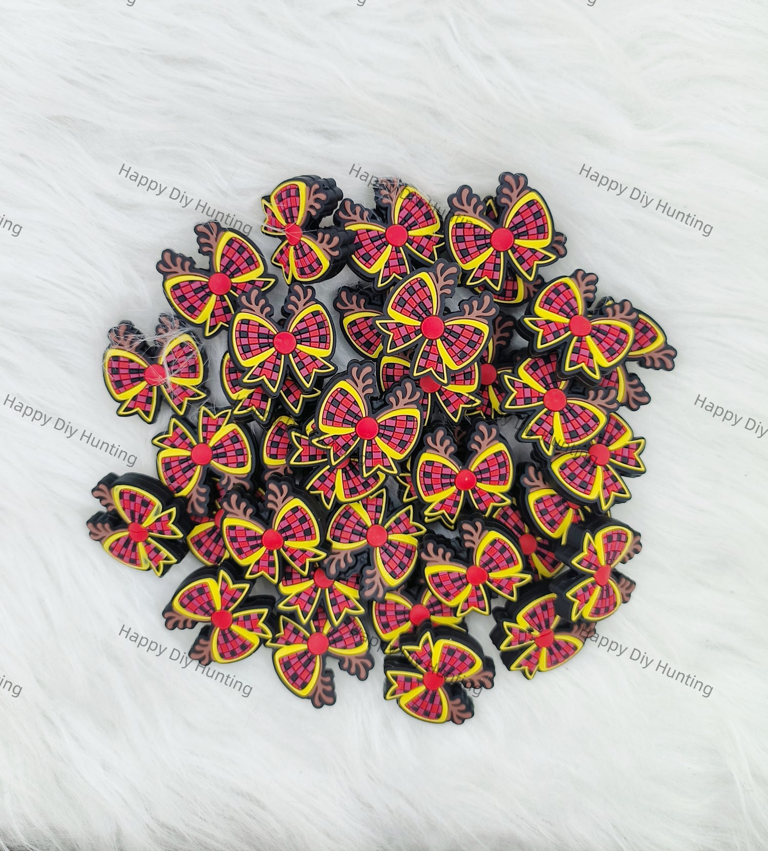 Puzzle Bow With Christmas Antler Silicone Focal Beads Wholesale, silicone focal beads for pens