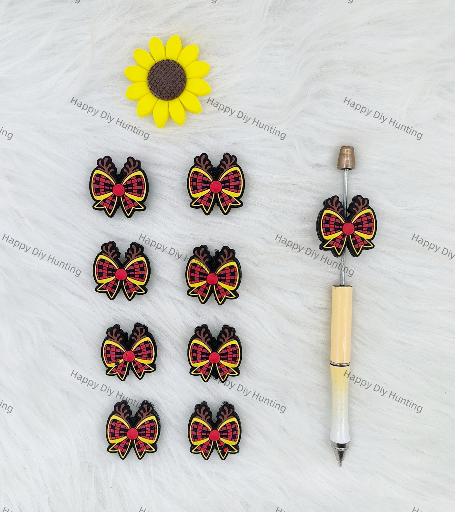 Puzzle Bow With Christmas Antler Silicone Focal Beads Wholesale, silicone focal beads for pens