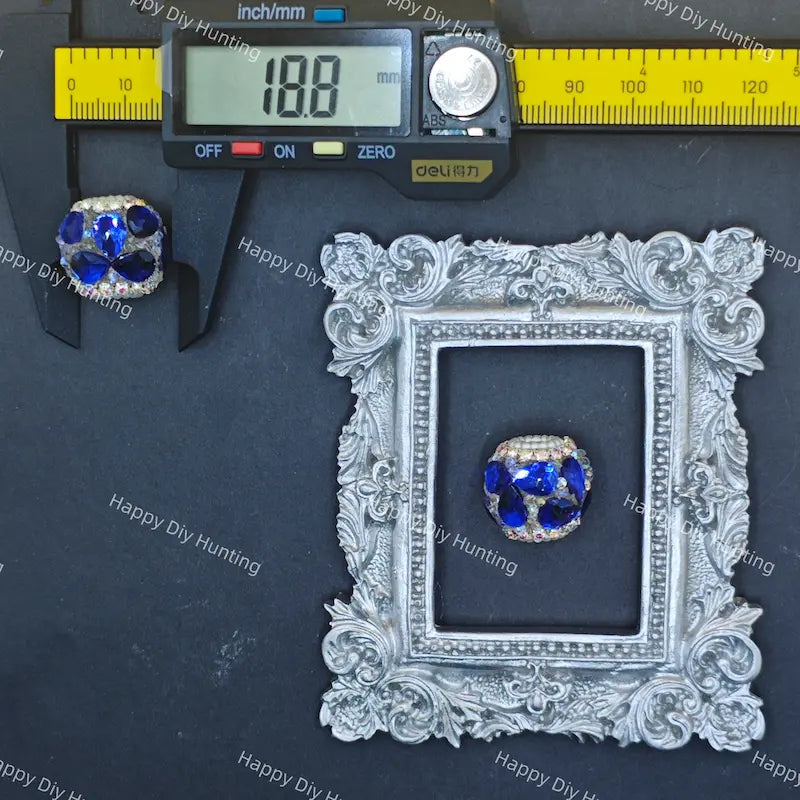 19mm Silver Border Large Gem Rhinestone Beads for DIY Beadable Pens