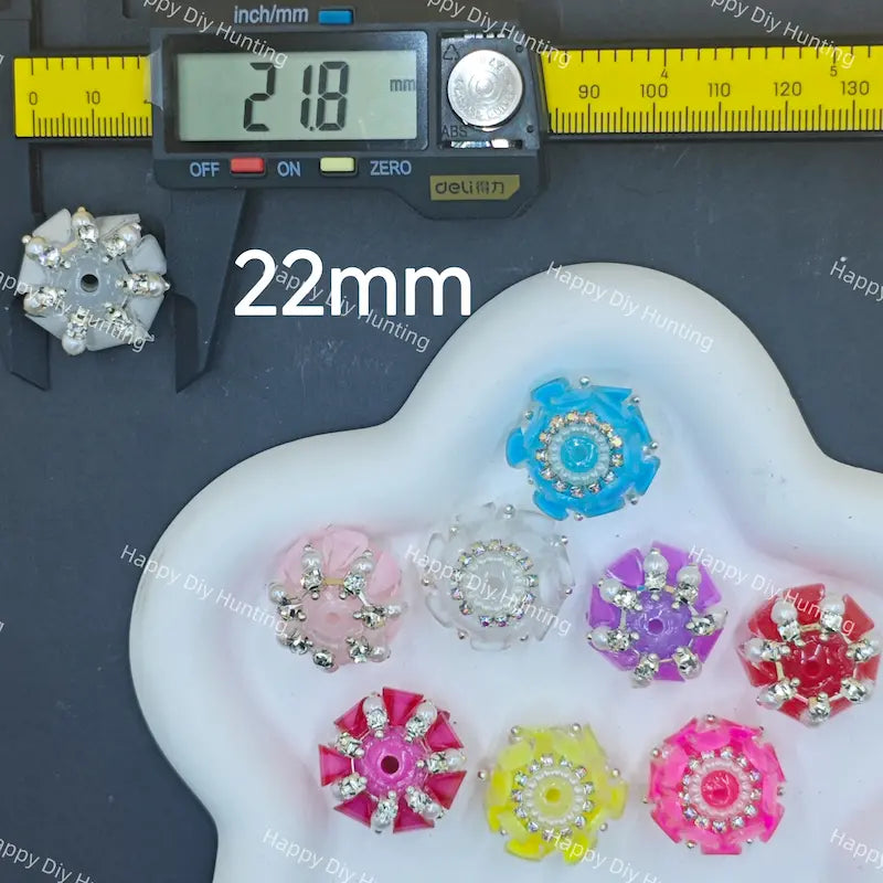 22mm Silver Pearl Flower Rhinestone Beads for DIY Beadable Pens