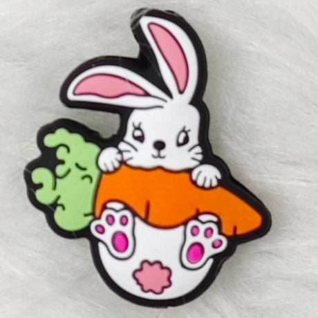 Rabbit with carrot silicone focal beads for Easter Day