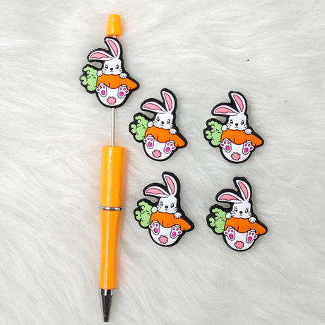 Rabbit with carrot silicone focal beads for Easter Day