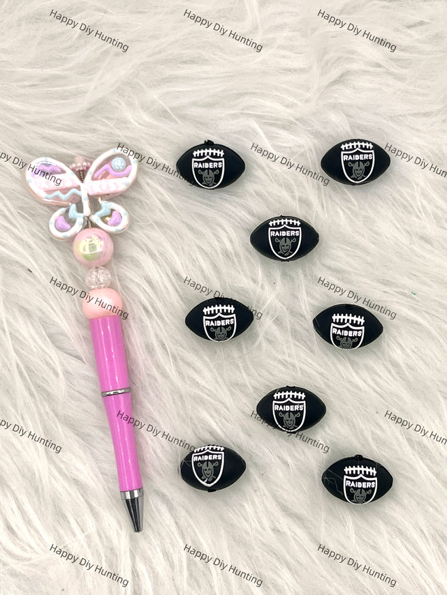 Raiders Football Team Silicone Focal Beads 