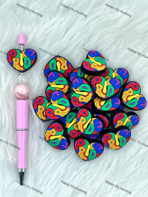 Handmade Pen Decorated With Rainbow Silicone Focal Beads