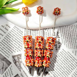 Close-up of three red-haired mermaid cartoon princess beadable pens on a white background. The pens feature detailed red-haired mermaid princess beads with green clothing and clear rhinestones, paired with silver metal tips. Ideal for DIY beadable pen projects and handmade gifts.
