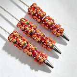 Red-haired mermaid cartoon princess character beadable pens. Refillable and customizable, matching all focal beads and pen toppers. Perfect for DIY crafts and handmade gifts.