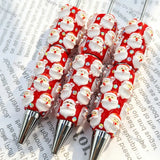 red 3d santa claus christmas beadable pens for diy handmade holiday stationery crafts wholesale