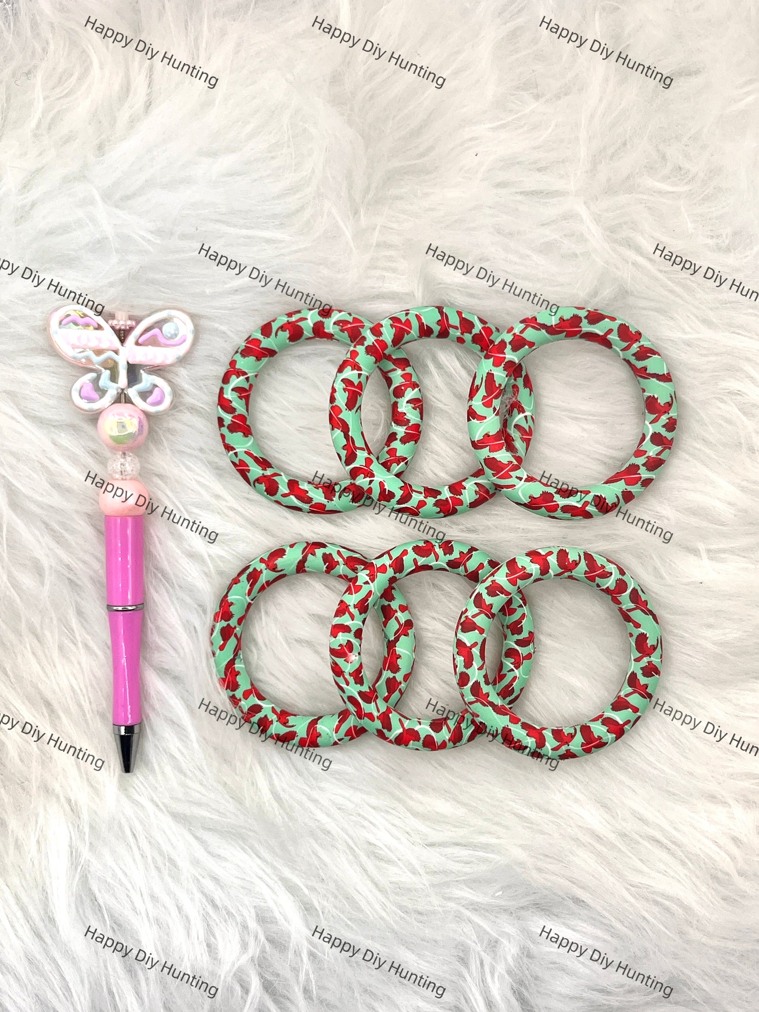 Red And Green Beadable Silicone Ring Car Hanger Charm Loop