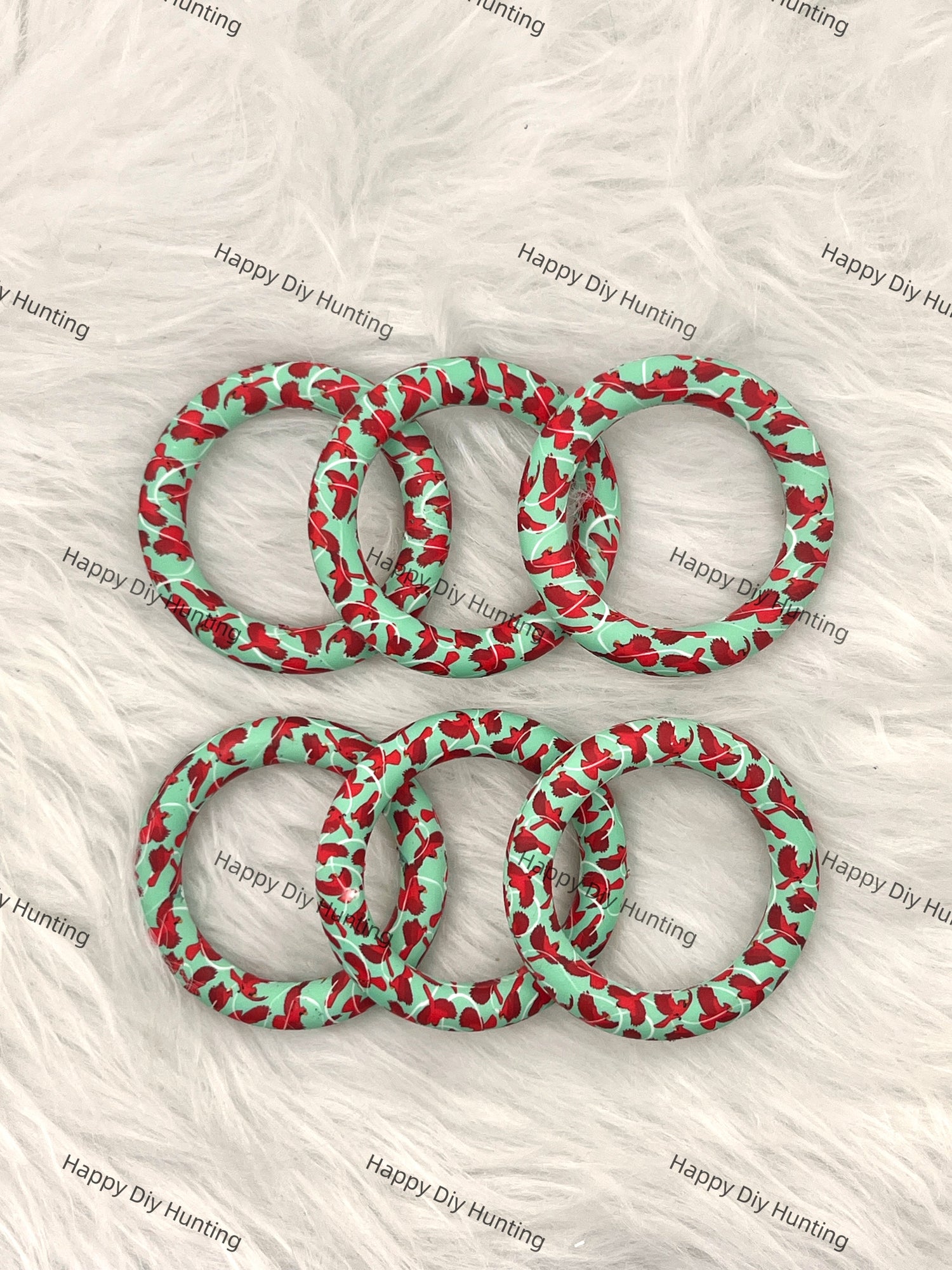 Red And Green Beadable Silicone Ring Car Hanger Charm Loop