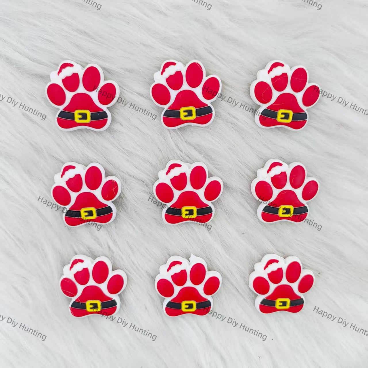 Red Christmas Dog's Paw Silicone Focal Beads Wholesale, silicone focal beads for pens