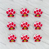 Red Christmas Dog's Paw Silicone Focal Beads Wholesale, silicone focal beads for pens