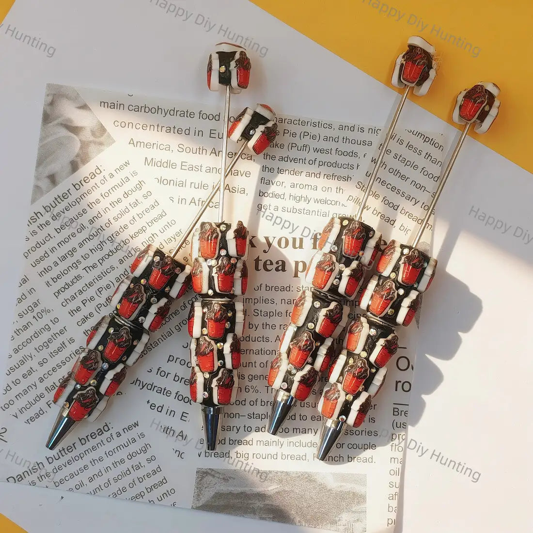 Halloween Red Cloak Hooded Ghost Printed Rhinestone Beadable Pens, Dark Horror Spooky DIY Handmade Craft Bead Pens Wholesale
