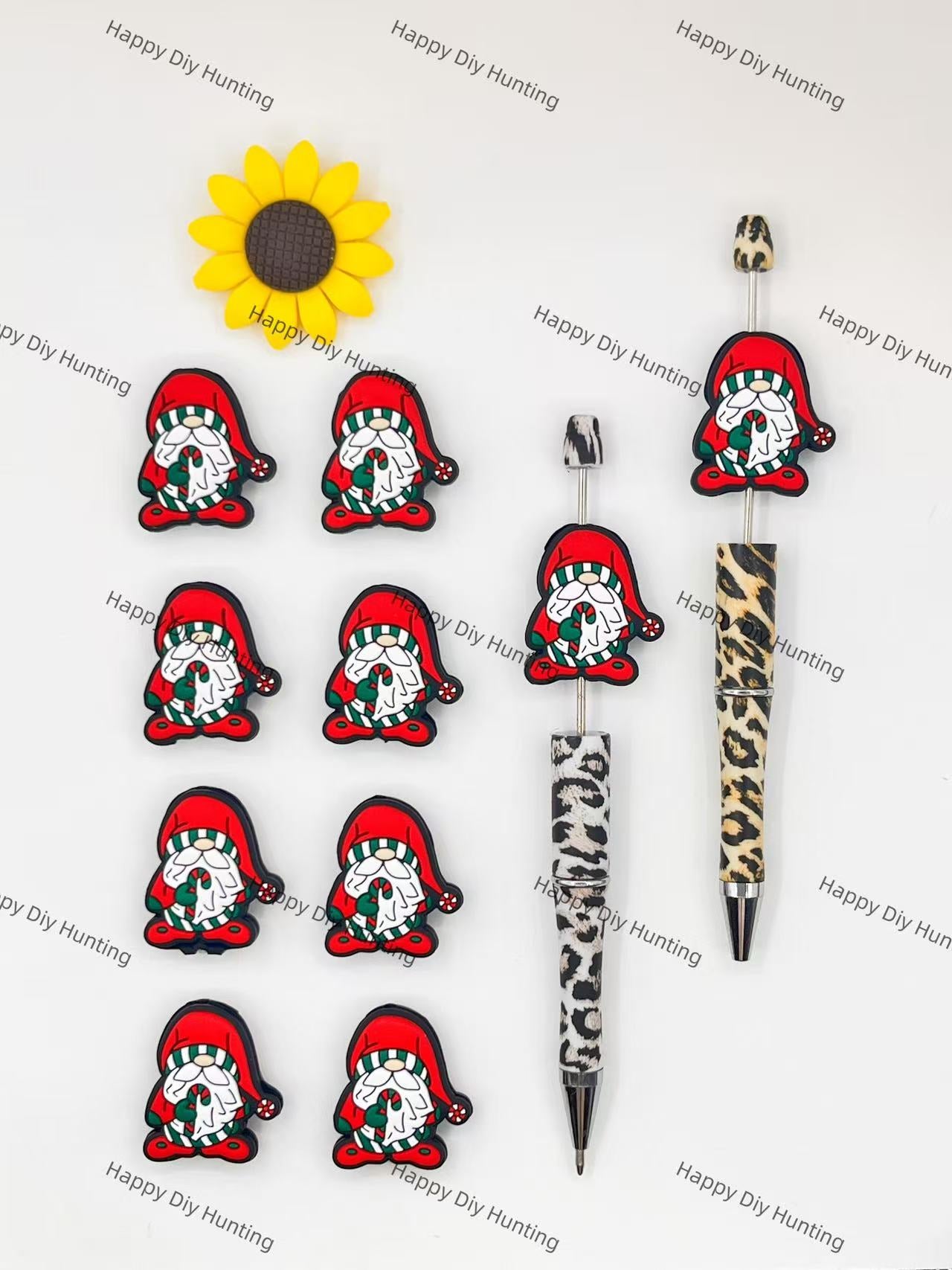 Red Father Christmas Silicone Focal Beads Wholesale, silicone focal beads for pens