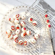 Pearlescent White Red Football Helmet Graphic Print Large Hole Acrylic Beads For DIY Beadable Pen Craft Wholesale