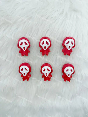 3D red ghost face PVC pen topper for DIY beadable pen craft & gothic handmade jewelry making