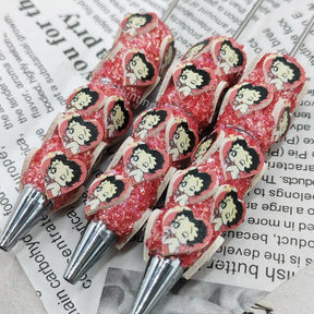 Red Heart Betty Boop Beadable Pens Wholesale, Matches All Focal Beads & Pen Toppers