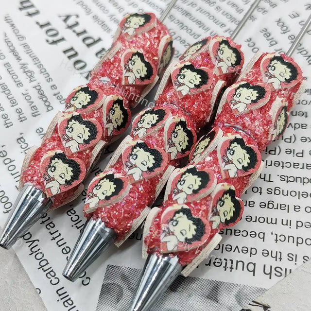 Red Heart Betty Boop Beadable Pens Wholesale, Matches All Focal Beads & Pen Toppers