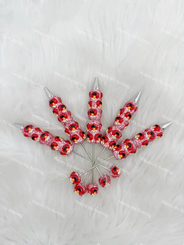 3pcs red monster printed beadable pen blanks for DIY bead craft & custom handmade pen making