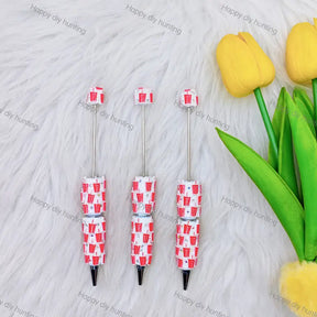 Red Soda Cup DIY Beadable Pens plastic beadable pen supplies wholesale 