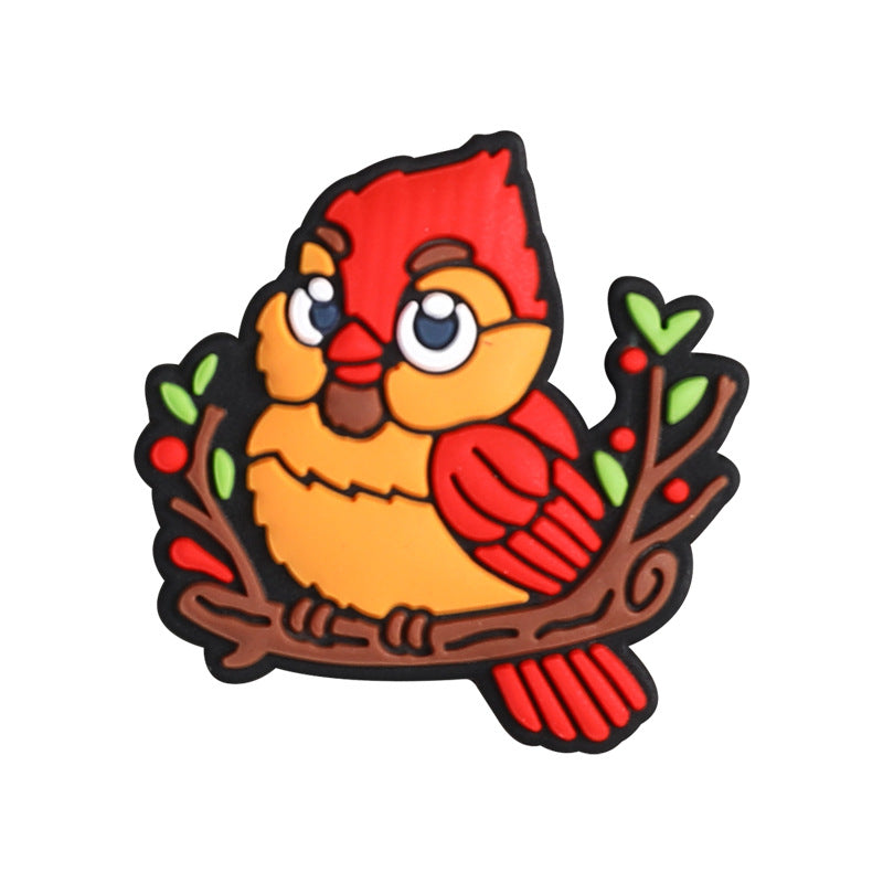 Red cartoon cardinal bird silicone focal beads wholesale for DIY pen crafts