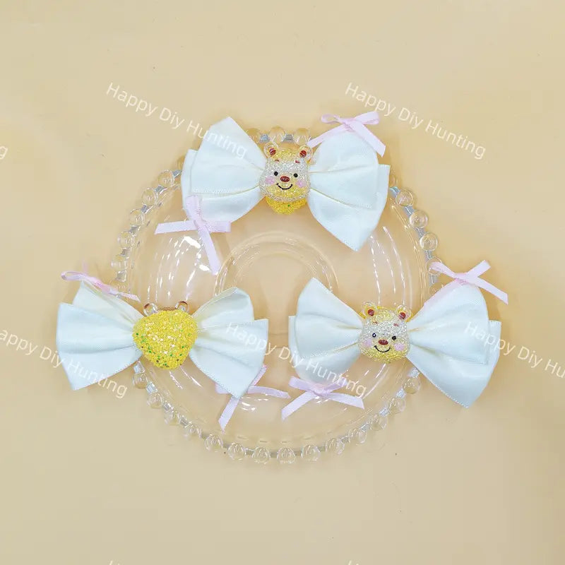 Rhinestone honey bear bow beads crystal rhinestone for DIY pen jewelry keychain making
