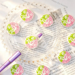 round pink green witch hat print silicone focal beads large hole beads for diy beadable pen handmade craft wholesale