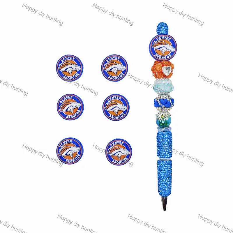 Denver Broncos Football team Silicone Focal Beads Wholesale, silicone focal beads for pens