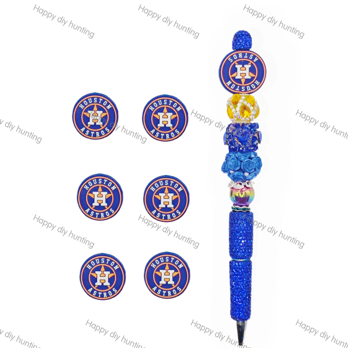 Houston Astros Football team Silicone Focal Beads Wholesale, silicone focal beads for pens