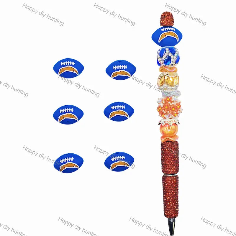 3D LA Chargers Football team Silicone Focal Beads Wholesale, silicone focal beads for pens