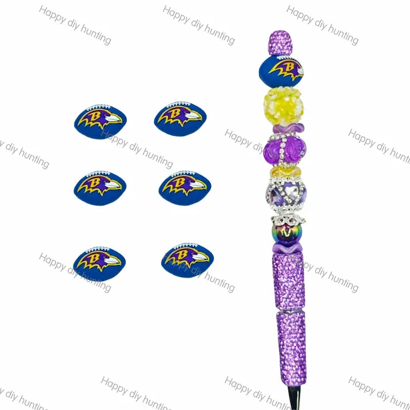 3D Baltimore Ravens Football team Silicone Focal Beads Wholesale, silicone focal beads for pens