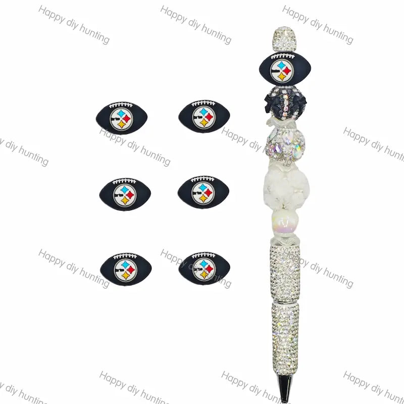 3D Pittsburgh Steelers Football team Silicone Focal Beads Wholesale, silicone focal beads for pens