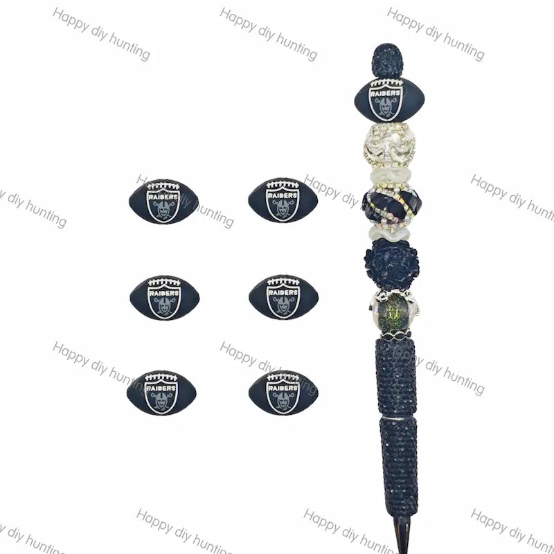 3D Las Vegas Raiders Football team Silicone Focal Beads Wholesale, silicone focal beads for pens