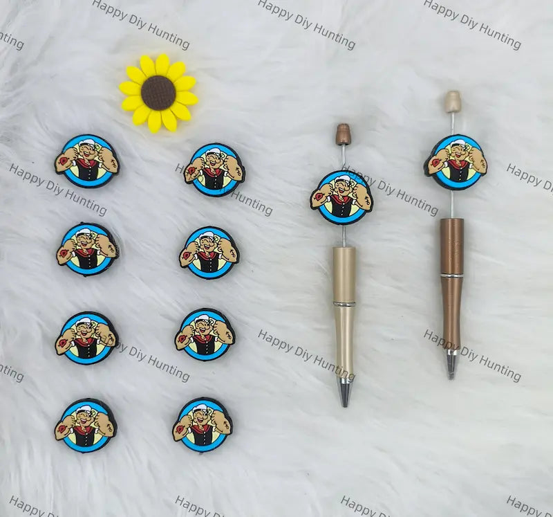 Handmade Beadable Pen with Strong Sailor Guy Silicone Beads