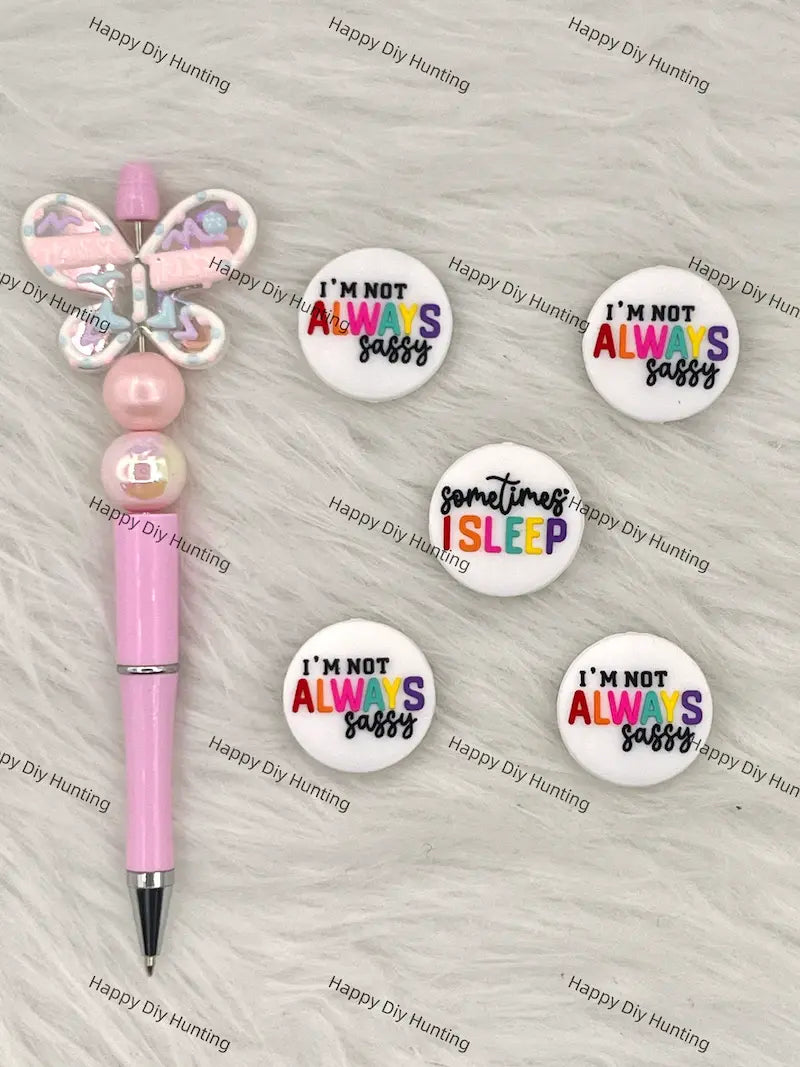 Handmade Beadable Pen with Sassy Sleepy Silicone Beads