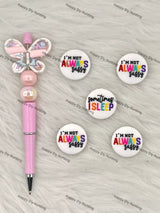 Handmade Beadable Pen with Sassy Sleepy Silicone Beads