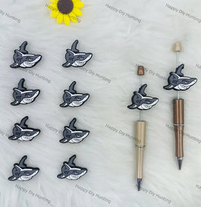 Handmade Beadable Pen with Shark Silicone Focal Beads