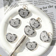 Silver Glitter Vintage Floral Border Flat Heart Acrylic Focal Beads, Double Sided Decorative Acrylic Beads For DIY Beadable Pen Keychain Bracelet Handmade Craft Supplies