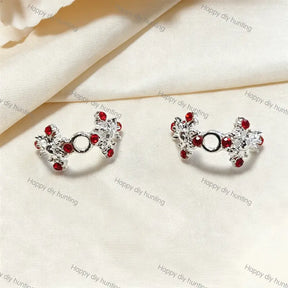 Silver Red Rhinestone Bead Caps Spacer | Fits 20mm Beads, Premium DIY Jewelry Making Supplies
