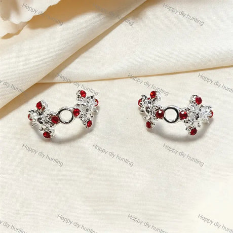 Silver Red Rhinestone Bead Caps Spacer | Fits 20mm Beads, Premium DIY Jewelry Making Supplies