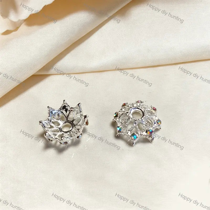 Silver Rhinestone Spider Shape Bead Caps Spacer | Fits 20mm Beads, Premium DIY Jewelry Making Supplies