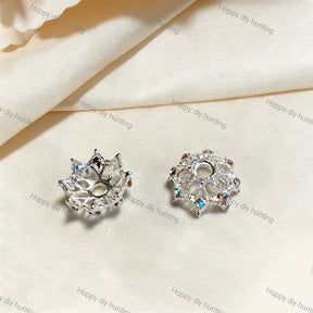 Silver Rhinestone Spider Shape Bead Caps Spacer | Fits 20mm Beads, Premium DIY Jewelry Making Supplies