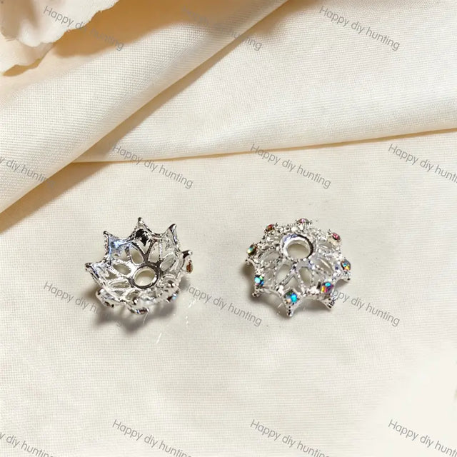 Silver Rhinestone Spider Shape Bead Caps Spacer | Fits 20mm Beads, Premium DIY Jewelry Making Supplies