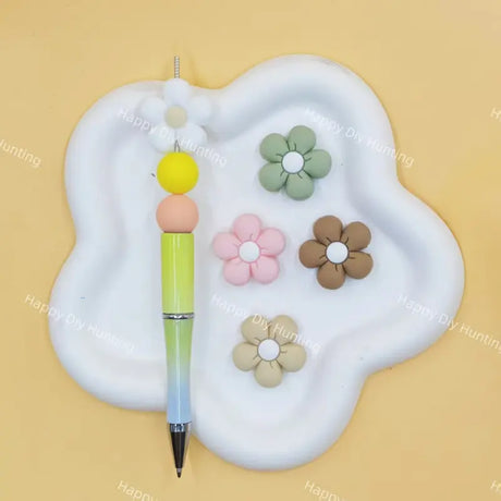 Multi-color simple flower silicone focal beads for custom beaded pen making