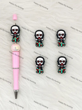 Handmade Beadable Pen with Cycling Skeleton Silicone Beads