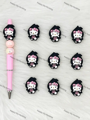 Handmade Beadable Pen with Halloween Silicone Beads
