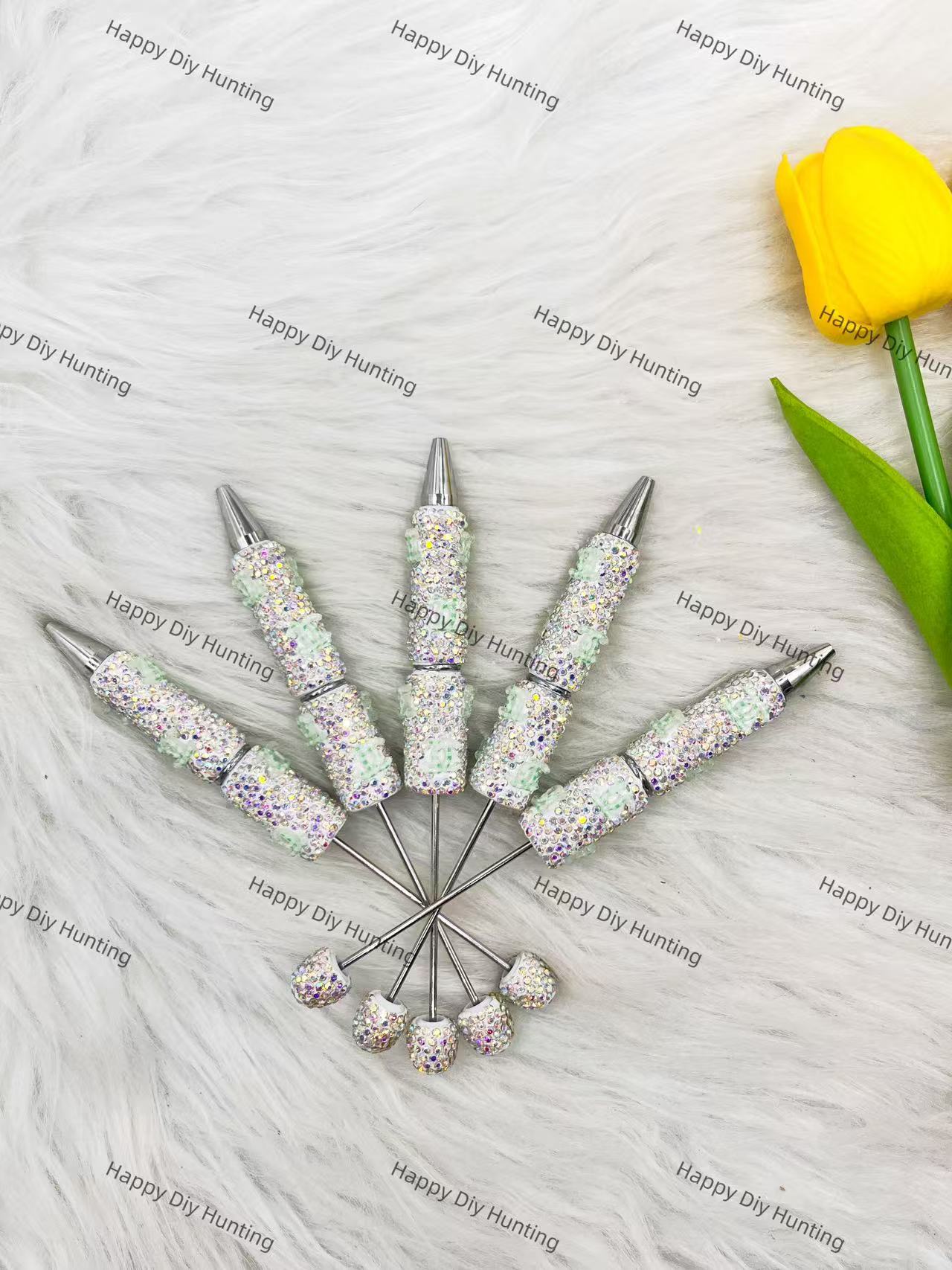 Sliver And Green CC Designer Rhinestone Pen DP-011