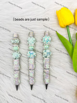 Sliver And Green CC Designer Rhinestone Pen DP-011
